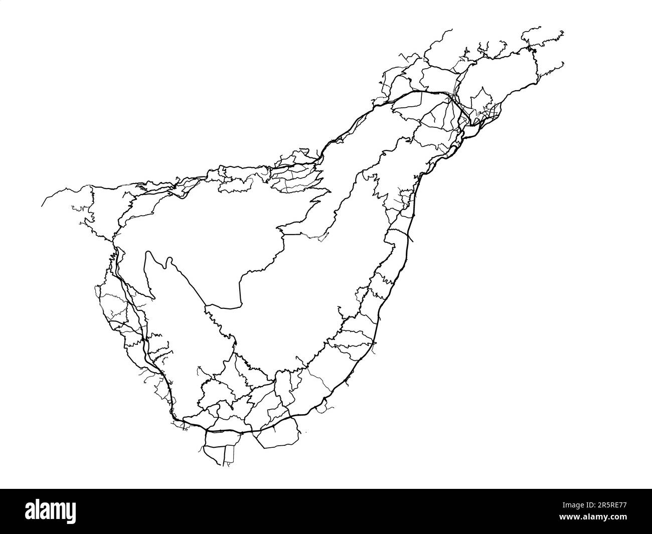 Vector road map of the city of  Tenerife in Spain on a white background. Stock Photo