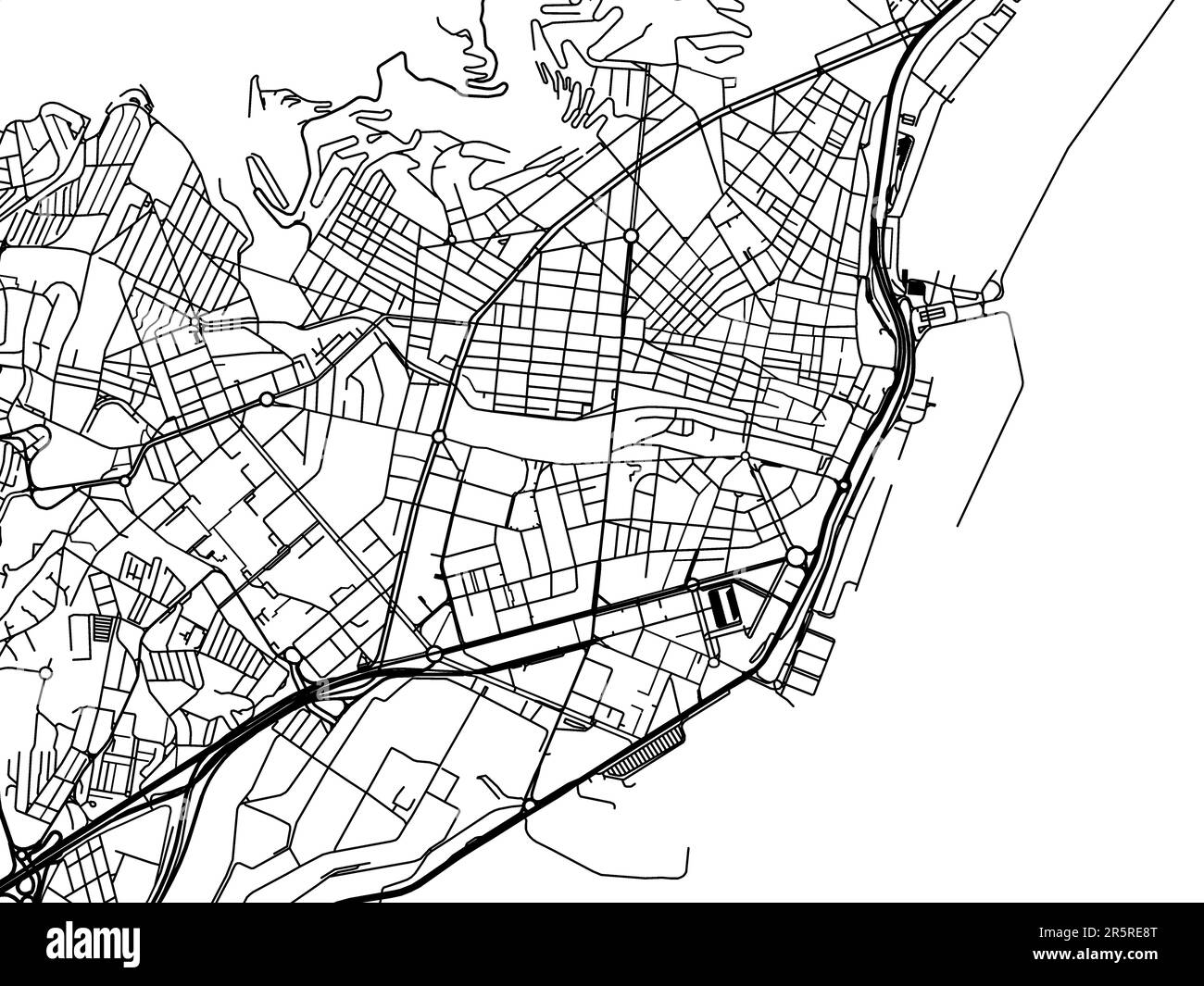 Vector road map of the city of  Santa Cruz de Tenerife in Spain on a white background. Stock Photo