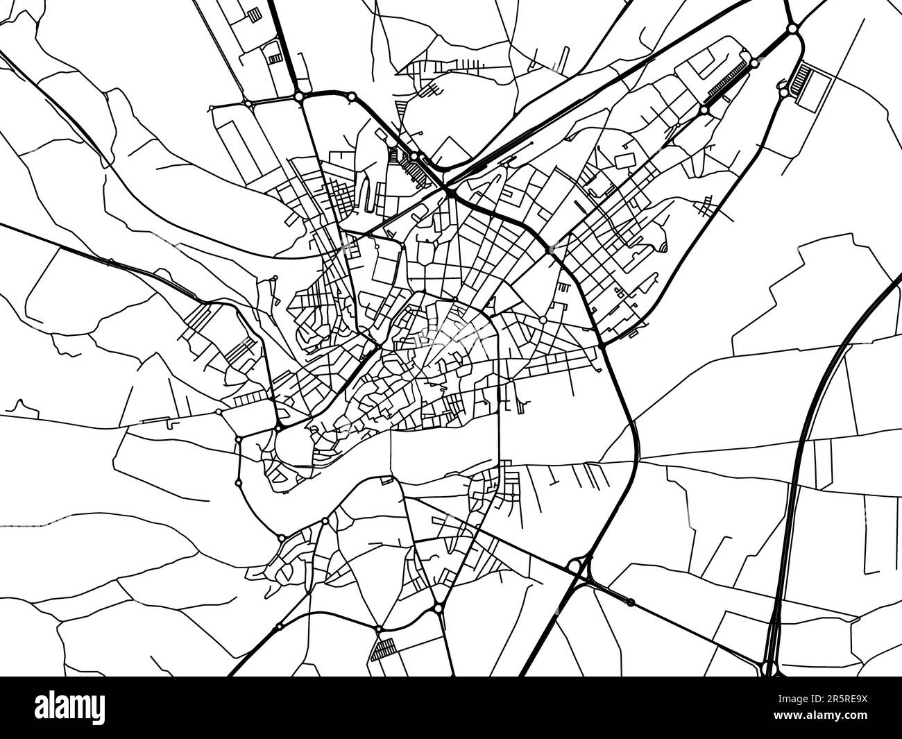 Vector road map of the city of  Zamora in Spain on a white background. Stock Photo