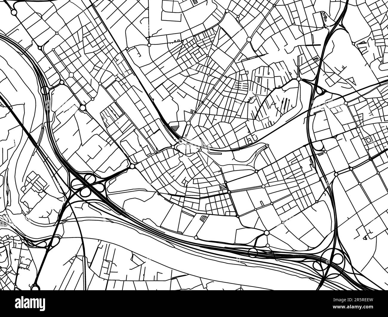 Vector road map of the city of  Cornella de Llobregat in Spain on a white background. Stock Photo