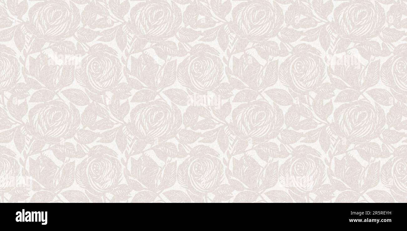 Subtle rustic elegance wedding floral block print linen seamless border ...