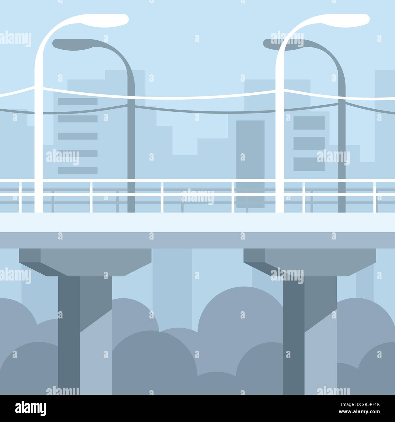 A bridge over the river in a flat style. Stock Vector