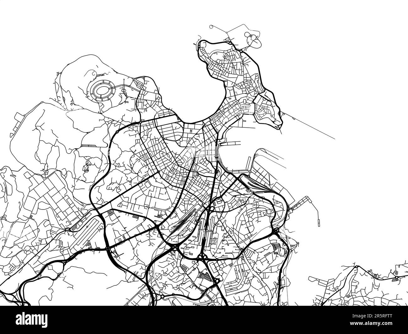 Vector road map of the city of  A Coruna in Spain on a white background. Stock Photo