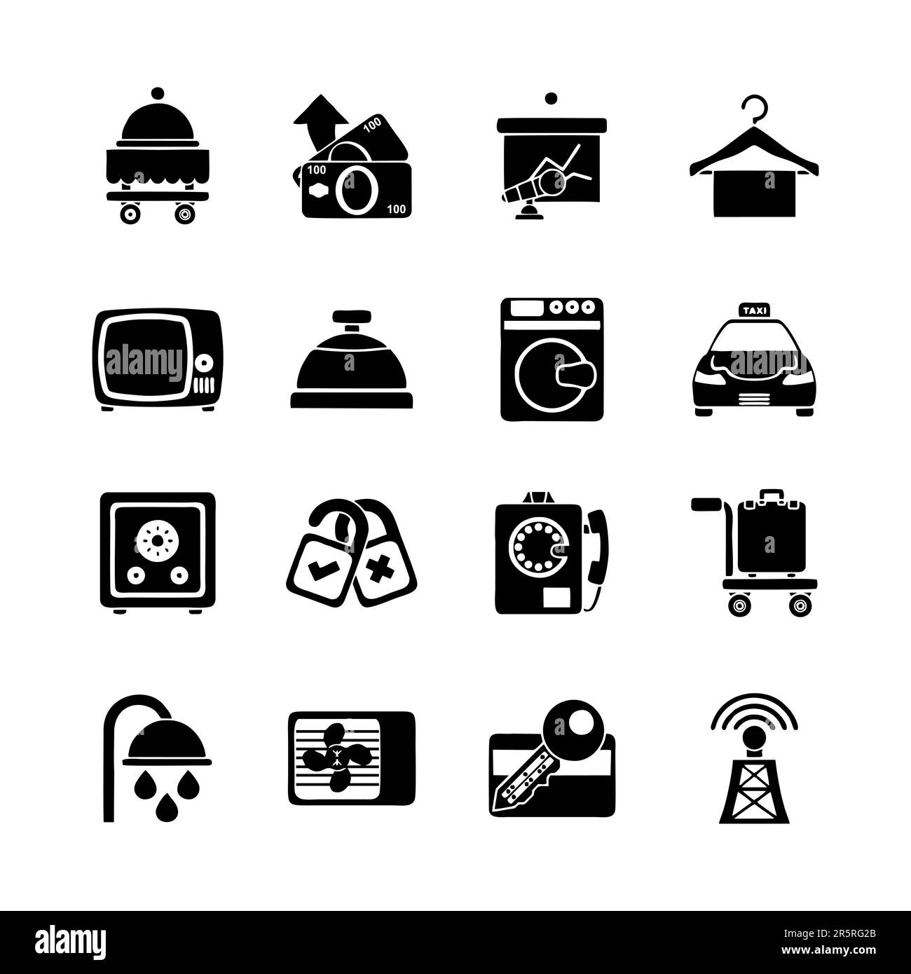 Hotel facilities, hotel services line icons se Stock Vector