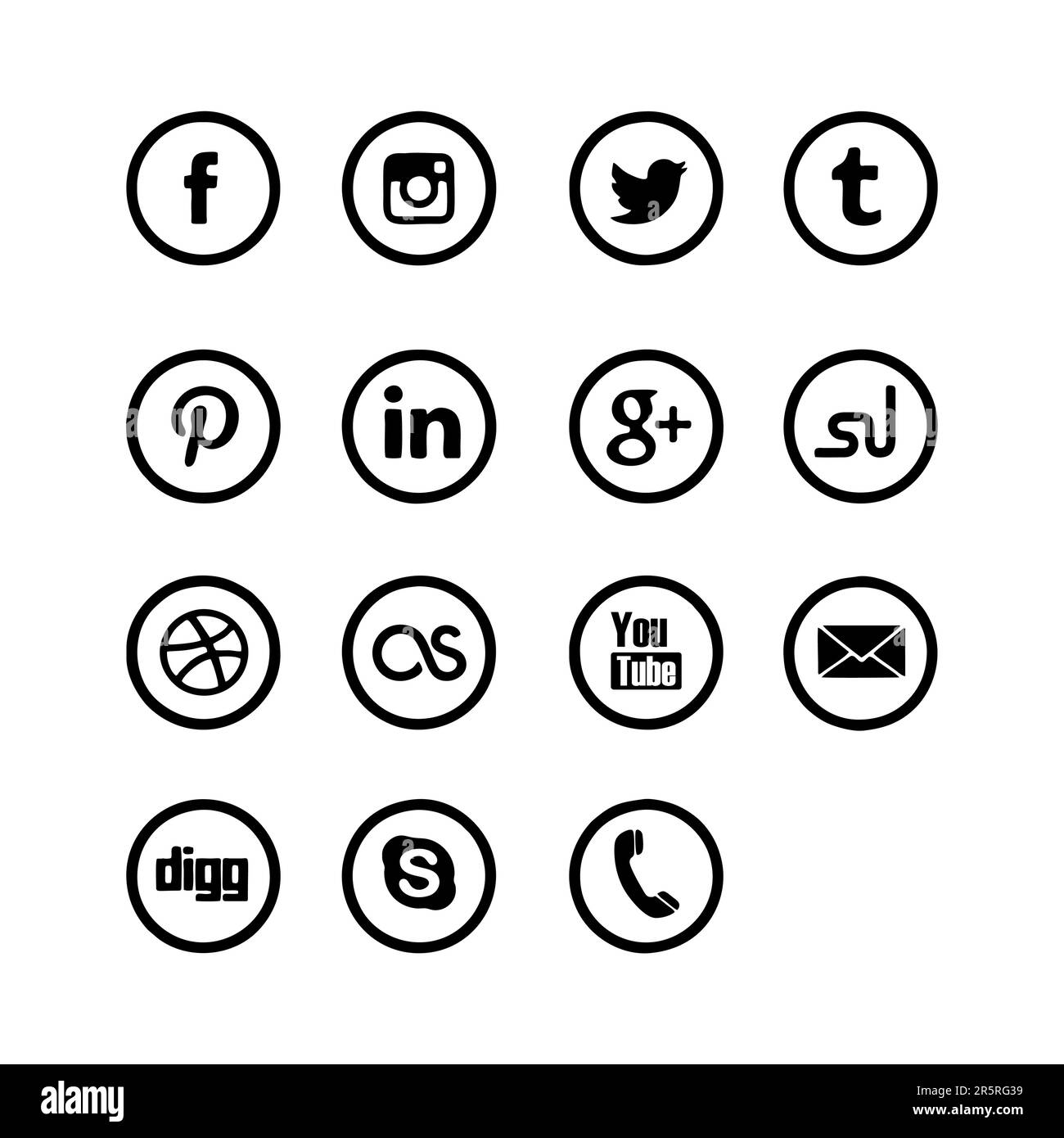 Icon set of popular social applications with rounded corners. Social media icons modern design on transparent background for your design. Stock Vector