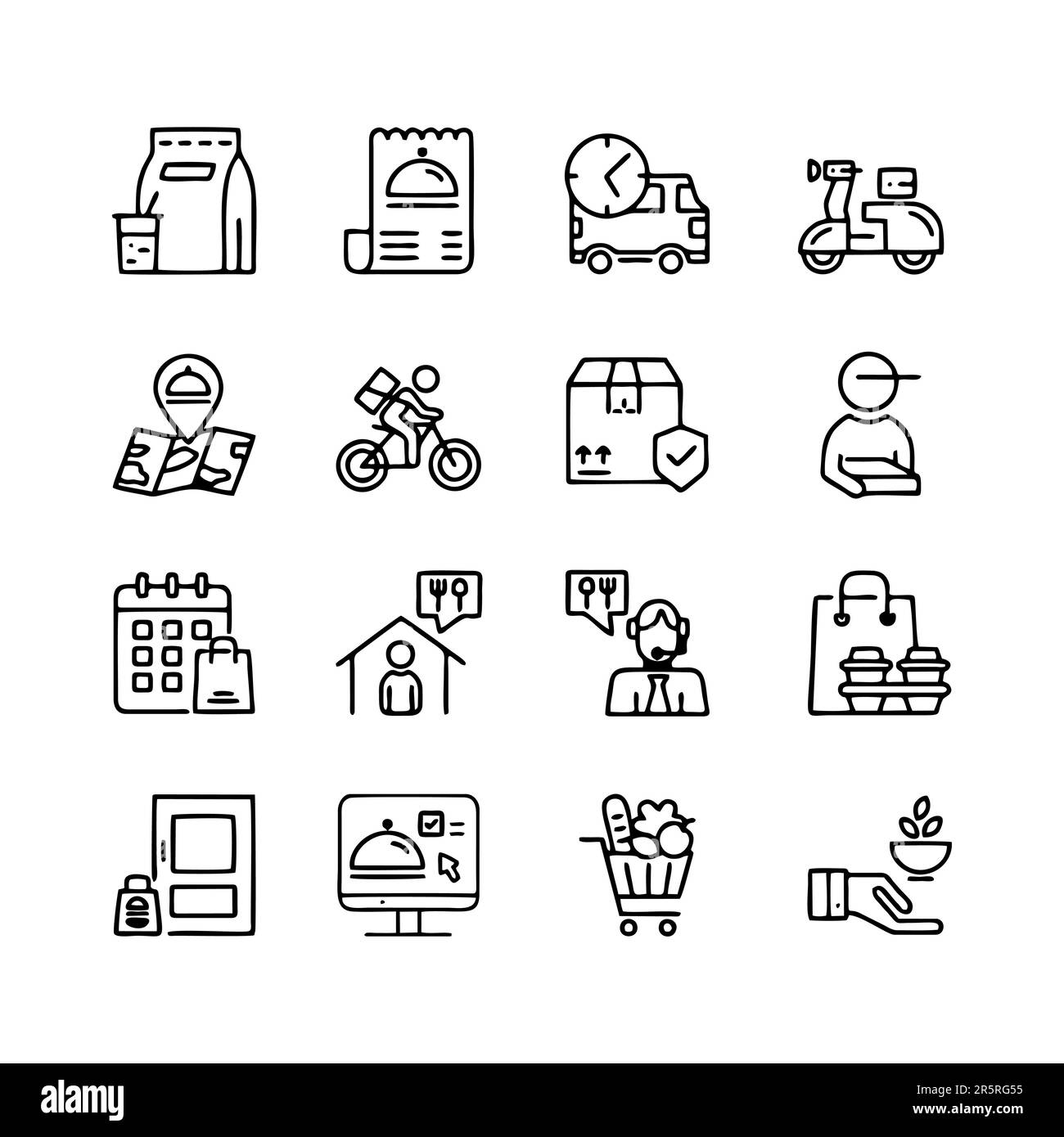 Delivery Icons Set. Collection Of Black And White Icons With