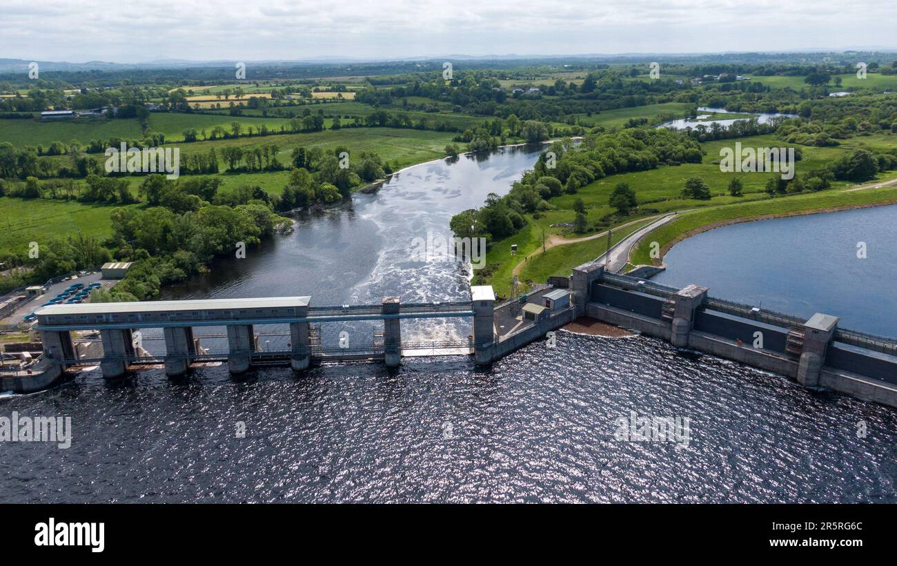 O'Brien's Bridge water dam, Clare Ireland -May,28, 2022,Parteen Weir in ...