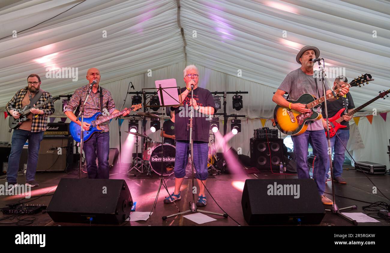 Fun Lovin' Crime Writers band performing at Fringe-by-the-Sea, North Berwick, East Lothian, Scotland, UK Stock Photo