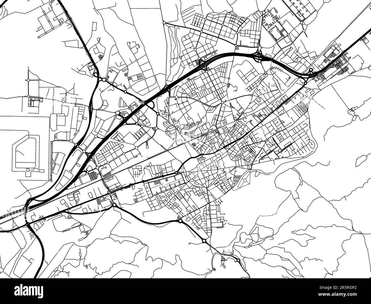 Vector road map of the city of  Alcala de Henares in Spain on a white background. Stock Photo