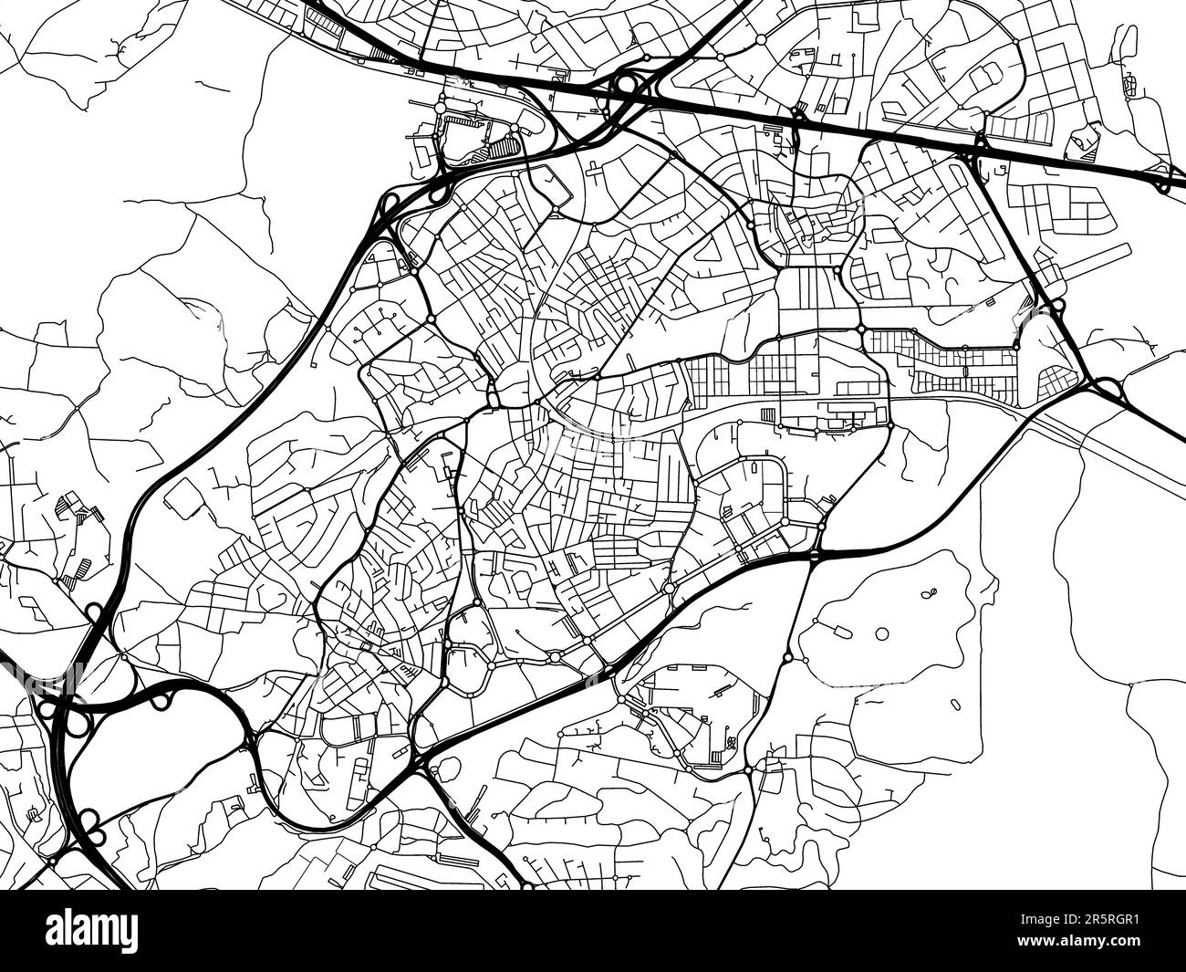 Vector road map of the city of  Pozuelo de Alarcon in Spain on a white background. Stock Photo