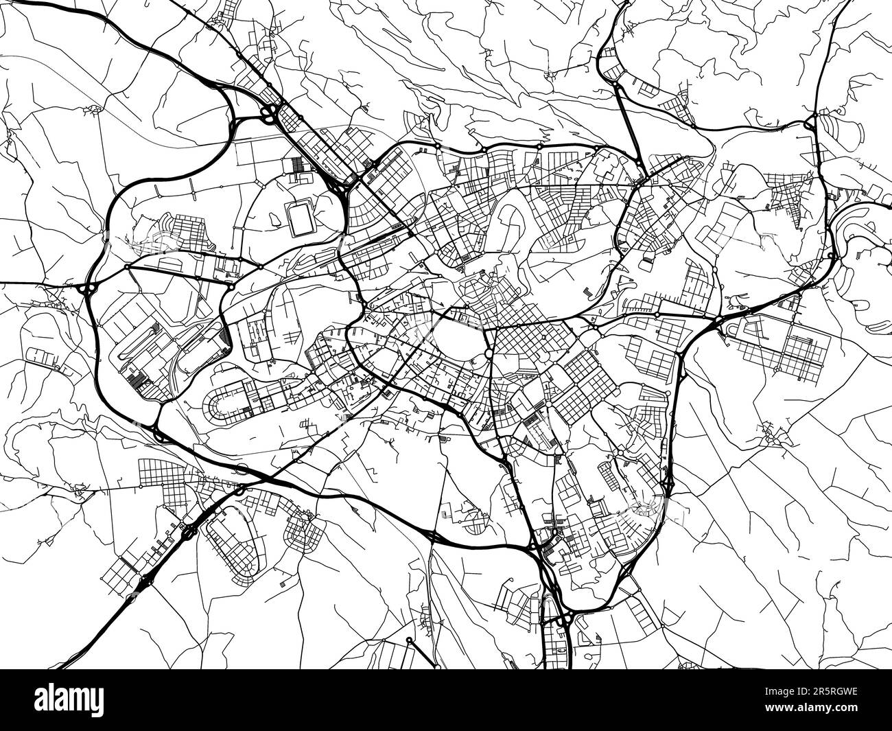 Vector road map of the city of Pamplona in Spain on a white background ...