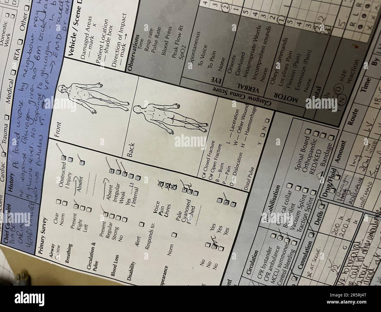 An autopsy report left behind. BELFAST, NORTHERN IRELAND: THIS HAUNTED abandoned mortuary is thought to be filled with ghosts after the building was s Stock Photo