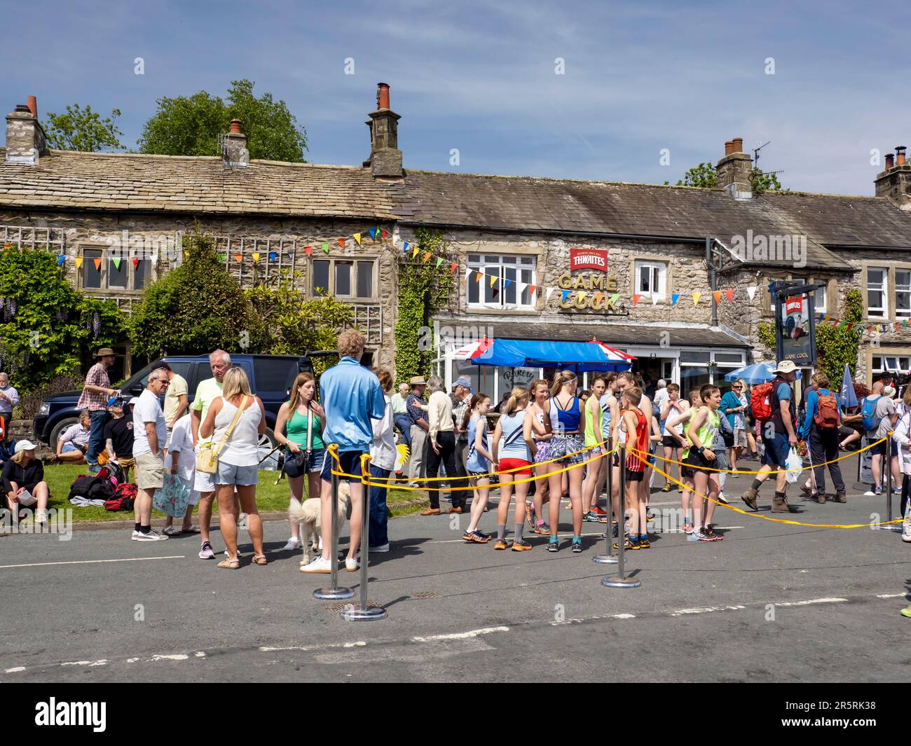 Teenagers lined up for the start of the fell race at the Cuckoo ...