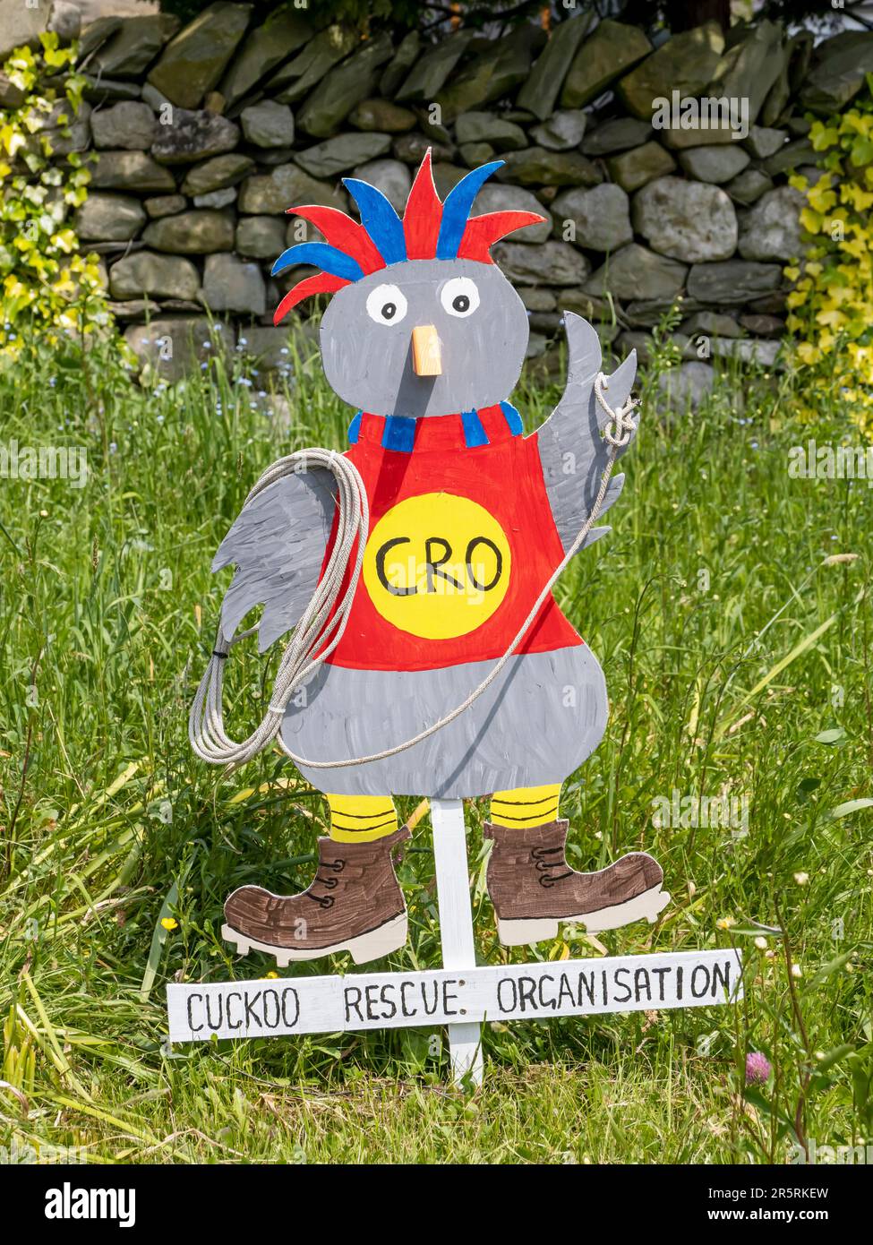 A cuckoo character at the Cuckoo festival in Austwick, Yorkshire Dales, UK Stock Photo