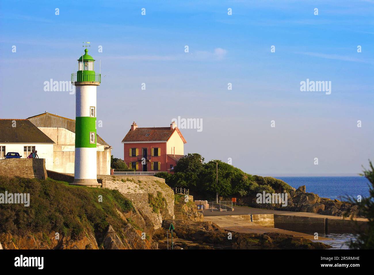 Typical Lighthouse France, Finistere, Clohars Carnoet, the downstream lighthouse and the ...