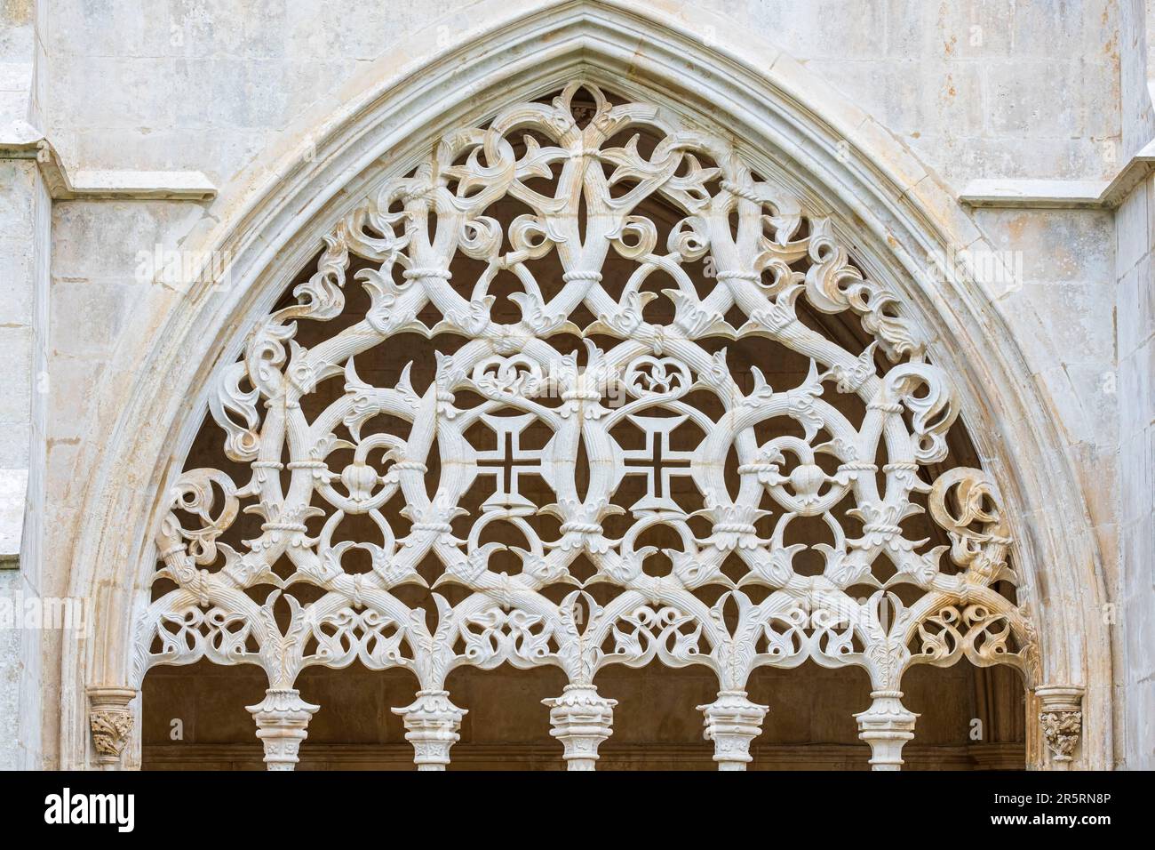 Portugal, Central region, Batalha, Monastery of Batalha or Monastery of Santa Maria da Vitoria built between 1385 and 1388, a UNESCO World Heritage site, the royal cloister, masterpiece of Manueline art Stock Photo