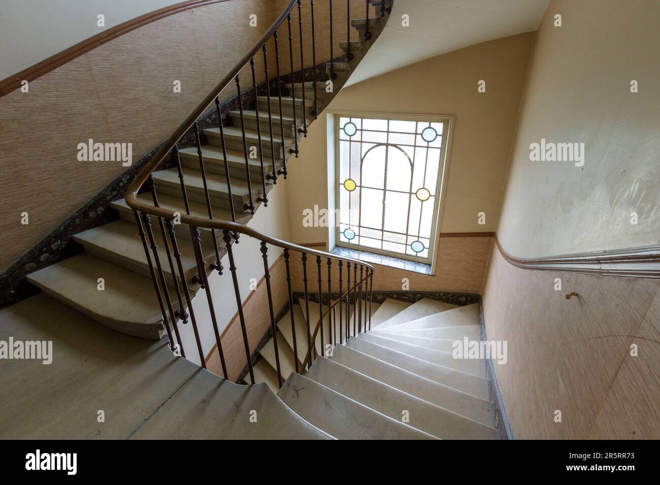 France, Meurthe et Moselle, Nancy, staircase of an apartment building built in the 1900's located Rue du Grand Verger Stock Photo