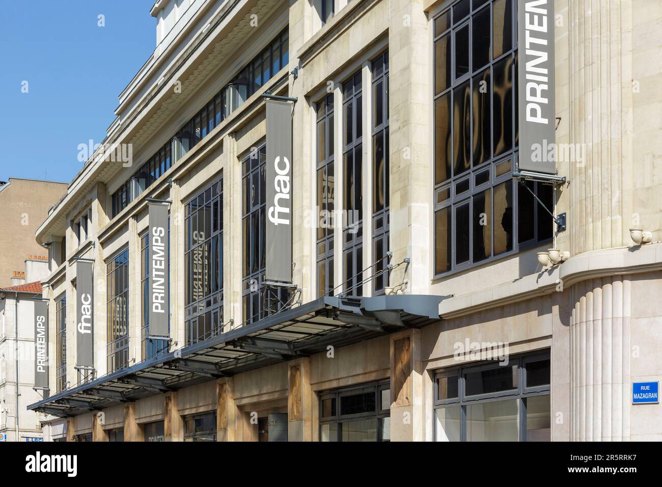 France, Meurthe et Moselle, Nancy, facade of former Magasins Reunis today FNAC and Le Printemps built in 1928 by architect Lucien Le Bourgeois in Art Deco style located Avenue Foch and Rue Mazagran Stock Photo
