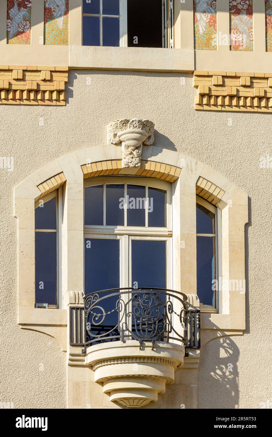France, Meurthe et Moselle, Nancy, detail of the facade of the house in
