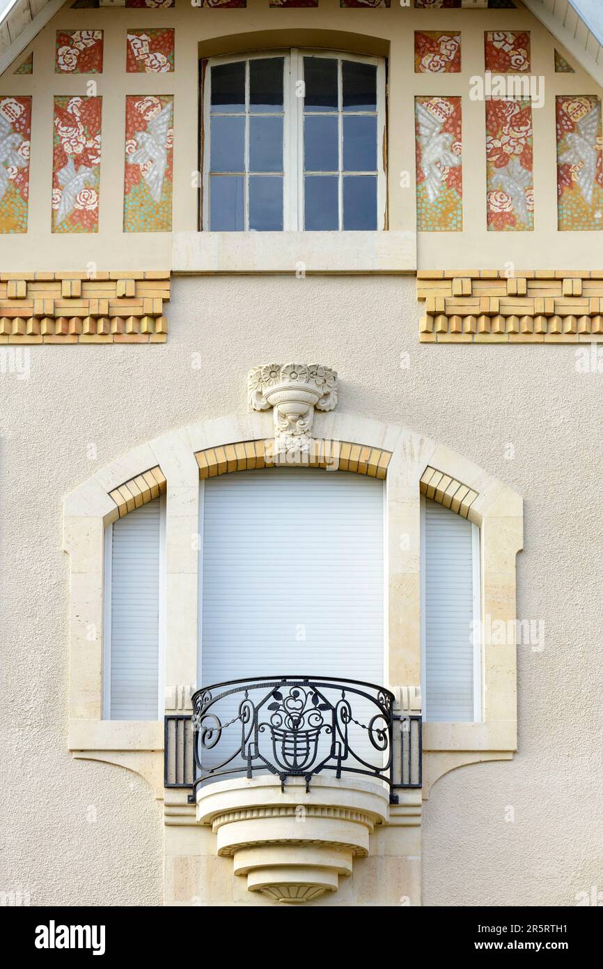 France, Meurthe et Moselle, Nancy, detail of the facade of the house in