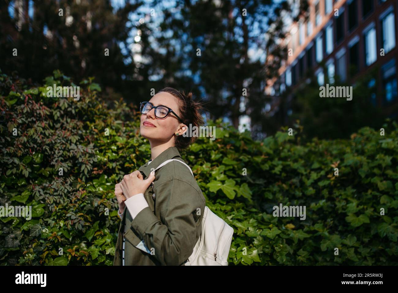 Woman feeling freedom on city hi-res stock photography and images - Alamy