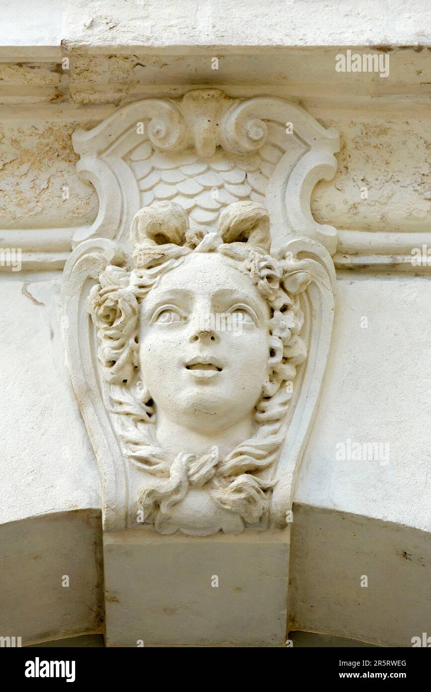 France meurthe et moselle nancy mascaron ornament on a facade of