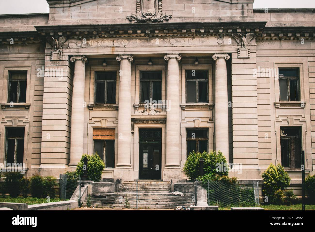 A stunning, abandoned stone building in Memphis, Tennessee, formerly