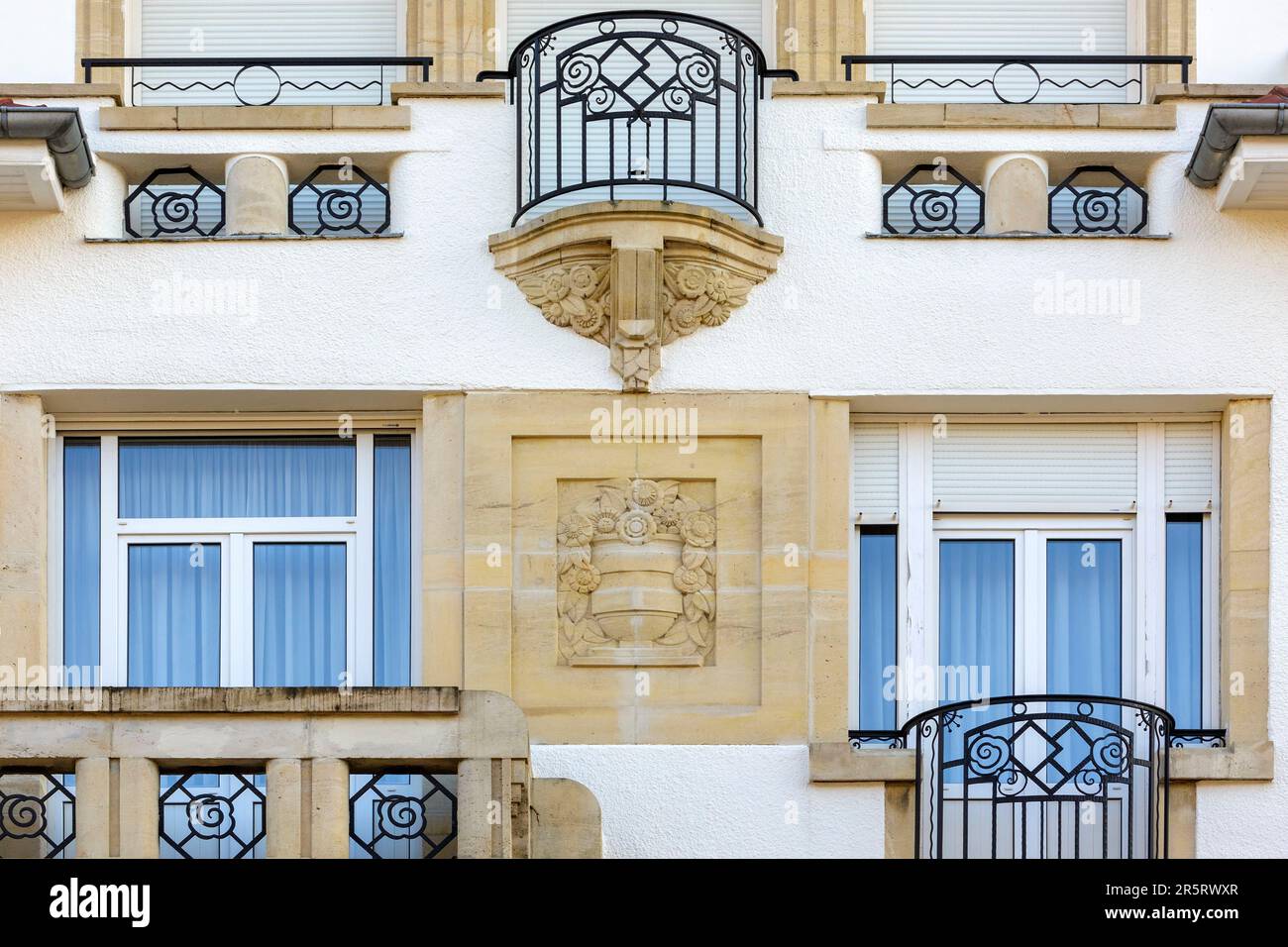 France, Meurthe et Moselle, Nancy, detail of the facade of a house