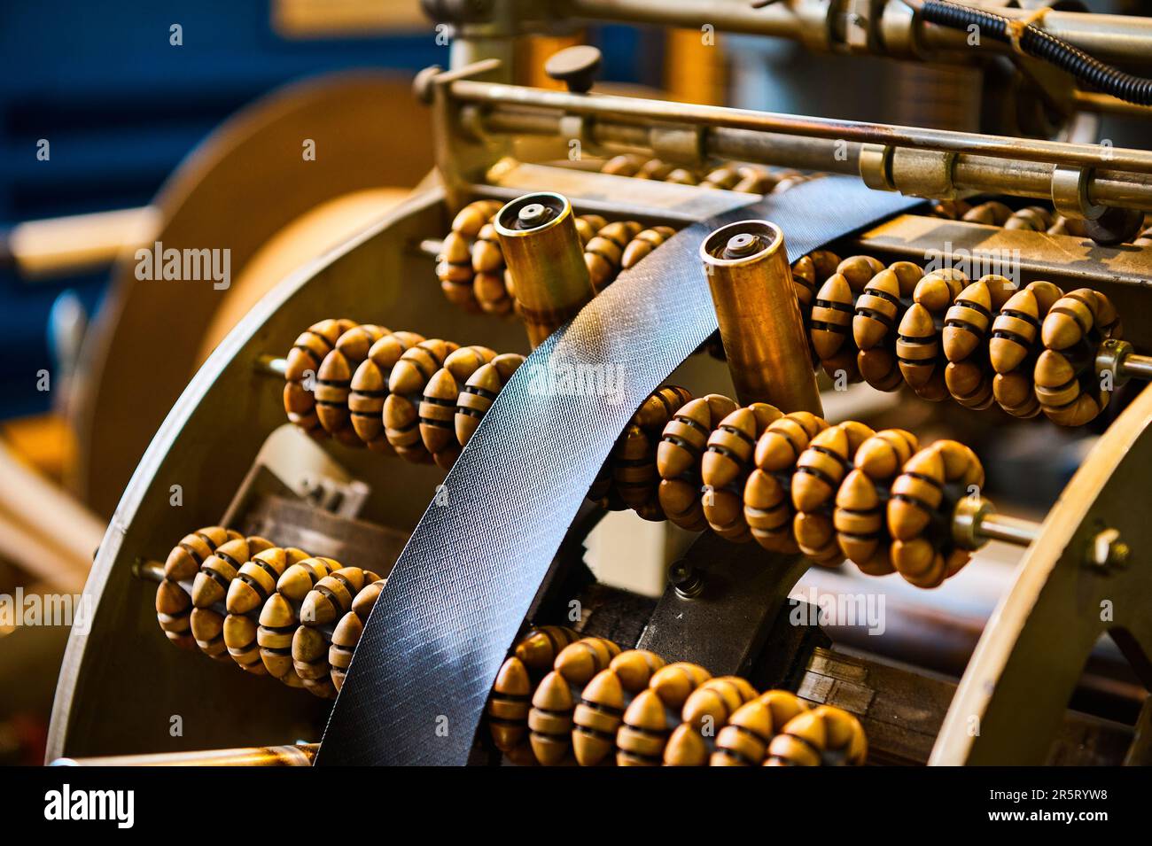 Rubber ribbon reinforced with textile on rollers at factory Stock Photo ...