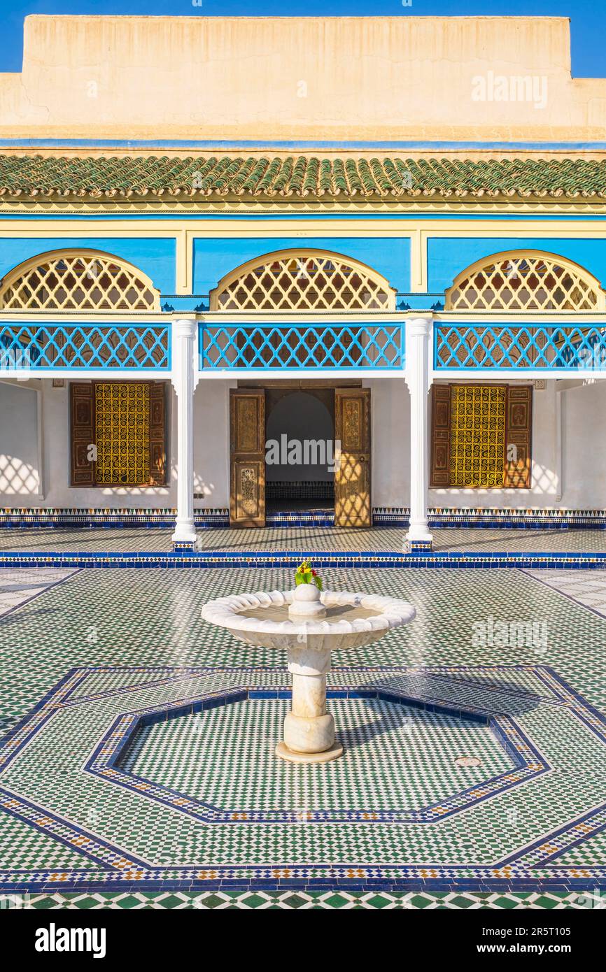 Morocco, Marrakesh, imperial city, the medina (UNESCO World Heritage Site), Bahia Palace, former 19th century palace, one of the masterpieces of Moroccan architecture and Moroccan art Stock Photo