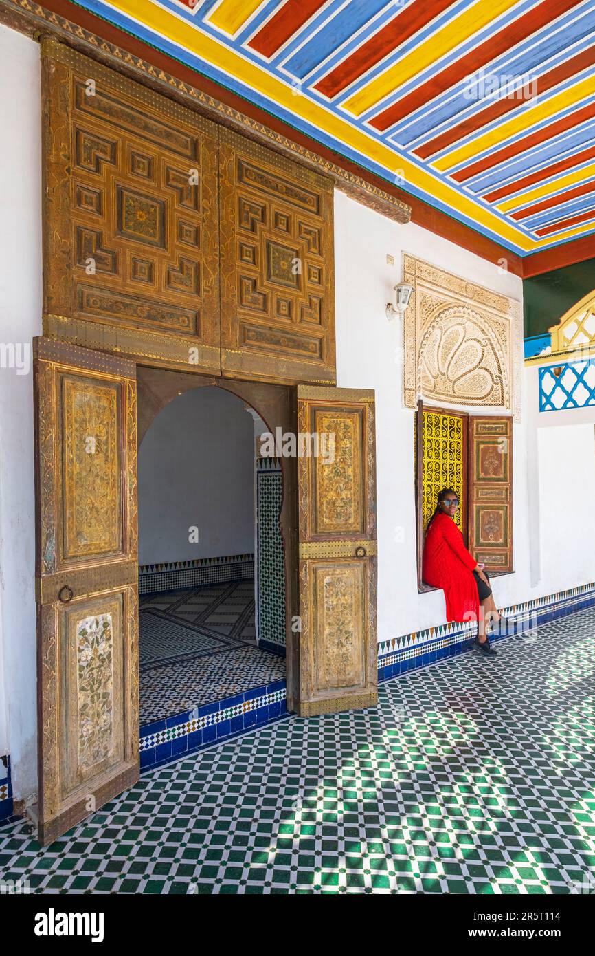 Morocco, Marrakesh, imperial city, the medina (UNESCO World Heritage Site), Bahia Palace, former 19th century palace, one of the masterpieces of Moroccan architecture and Moroccan art Stock Photo