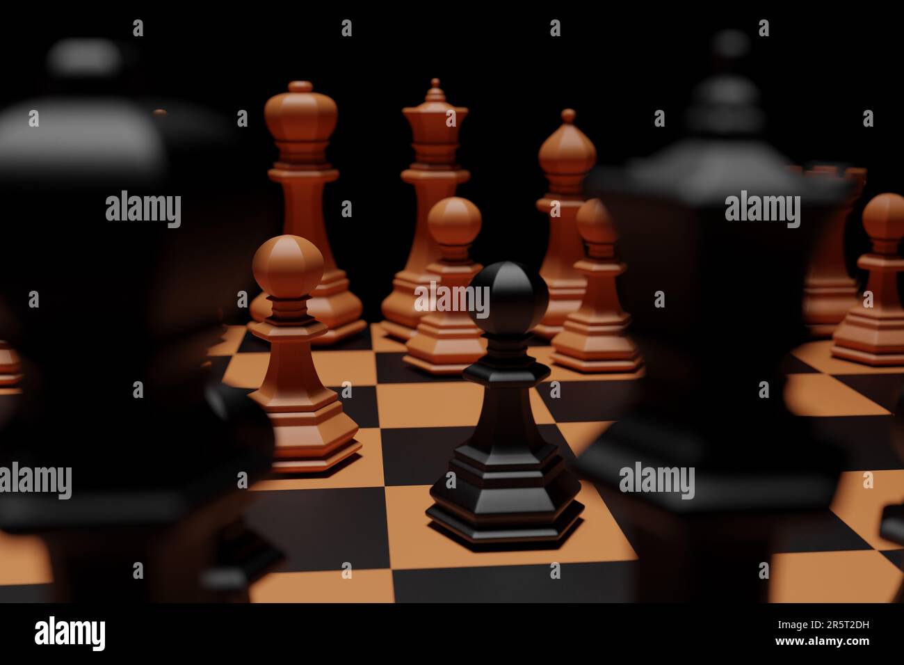 3D Digital Chess Board dynamic lighting futuristic detailed, tension,  competition, strategy, planning, dark background, bokeh, blur Stock Photo -  Alamy