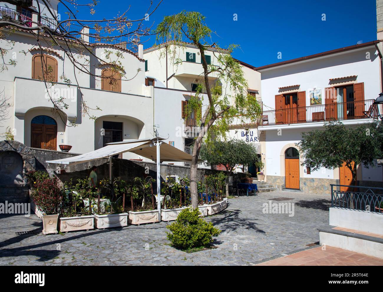 PONTONE, ITALY - APRIL 26th 2023: The village of Pontone lies deep in the green mountains and terraces between Amalfi and Ravello Stock Photo