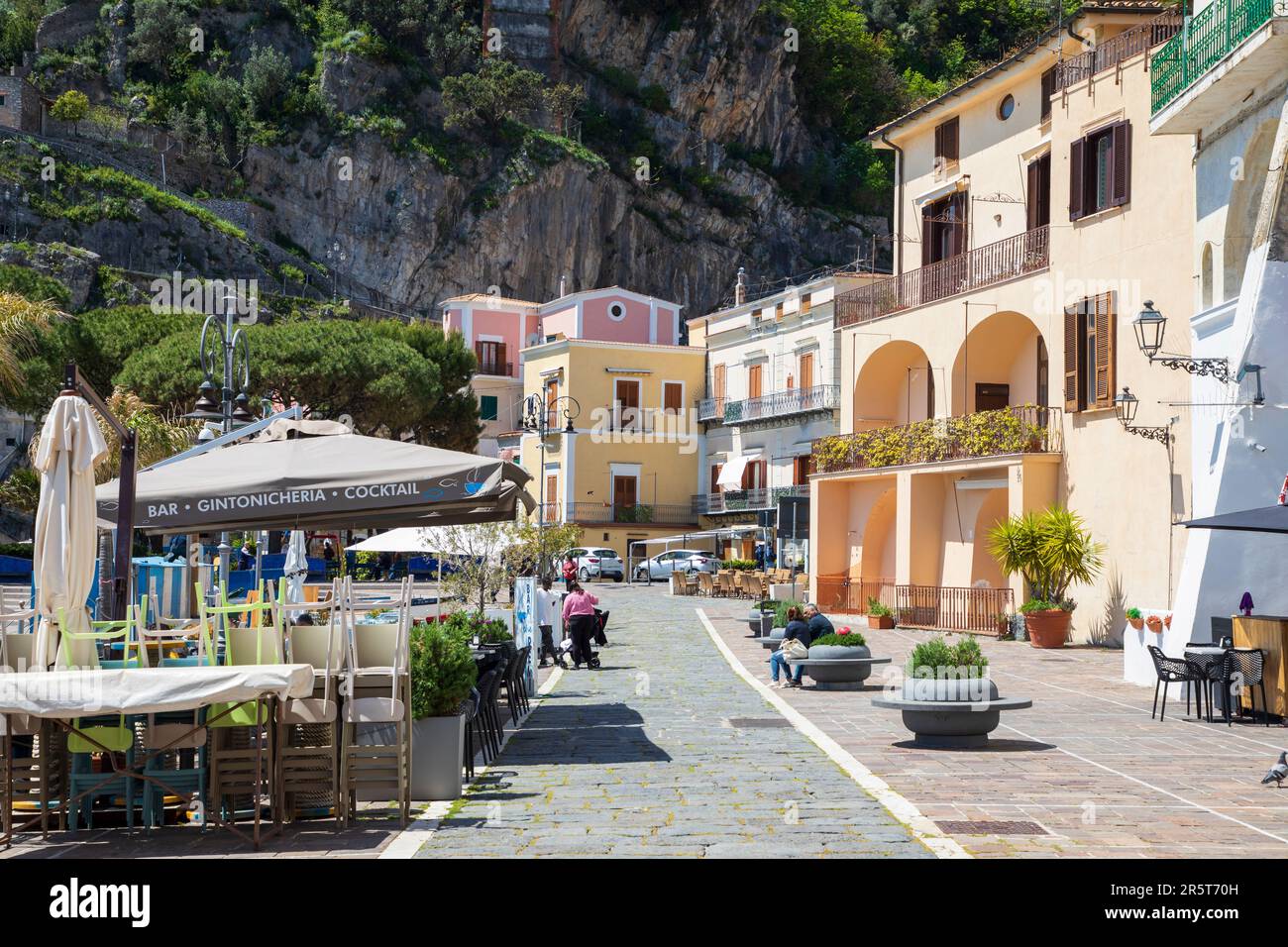 CETARA ITALY - APRIL 27th 2023: Cetara is a traditional fishing village on Amalfi Coast with a reputation as a gastronomic hotspot Stock Photo