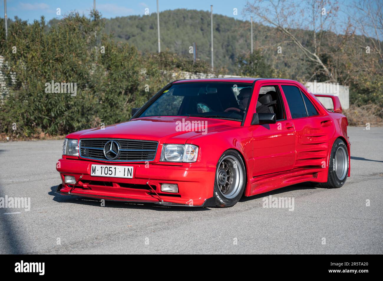 Front view exclusive Mercedes Benz 190 W201 with KHL Langenberg racing kit Stock Photo