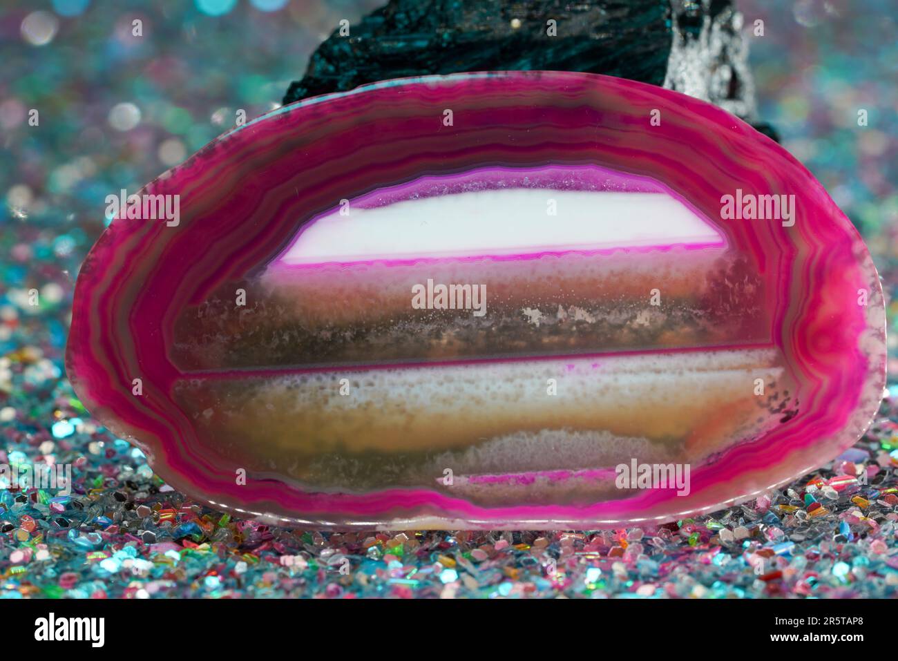 Disc of Agate with Quartz inclusion is a semi-precious stone Stock ...