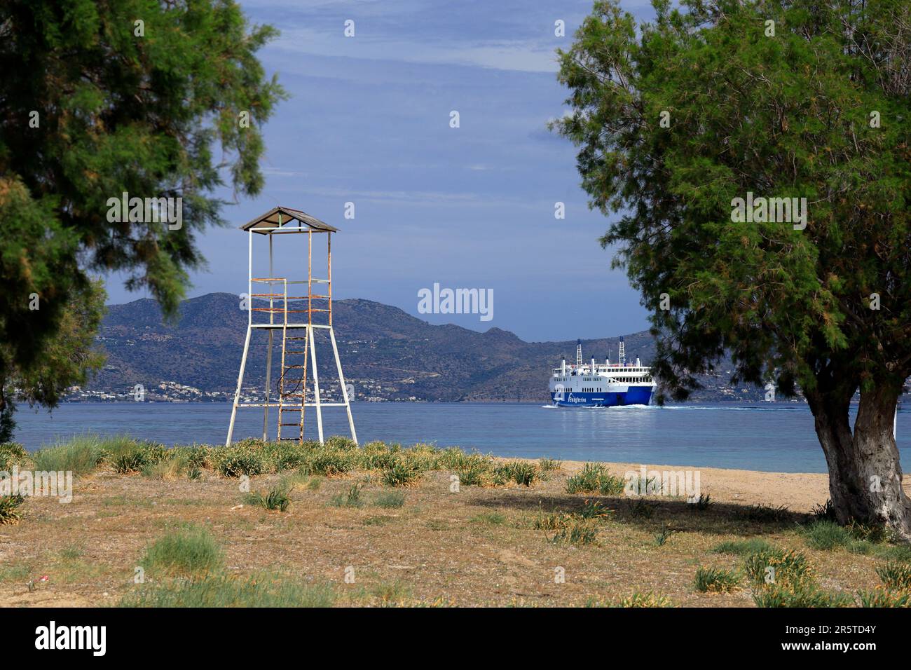 Axaios Ferry, Skala, Agistri, Saronic Islands, Greece. Stock Photo