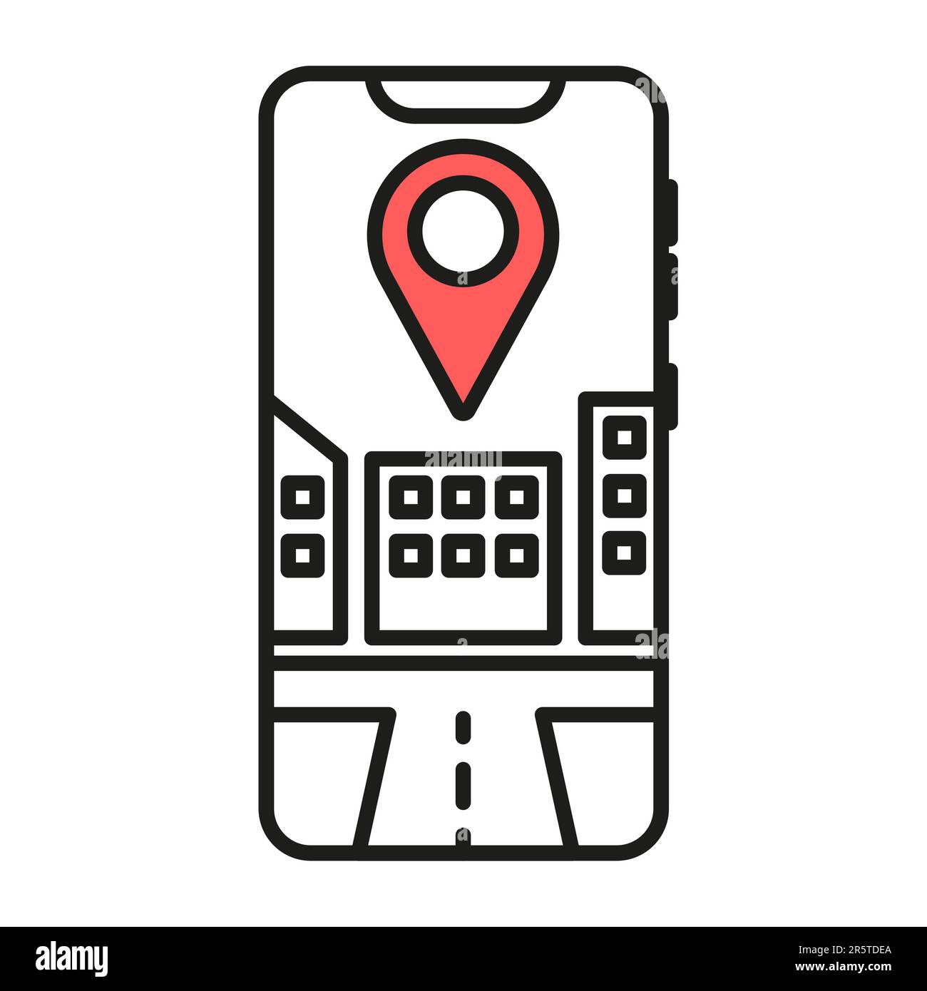 Navigator. A simple linear icon with a GPS image on the screen Stock ...