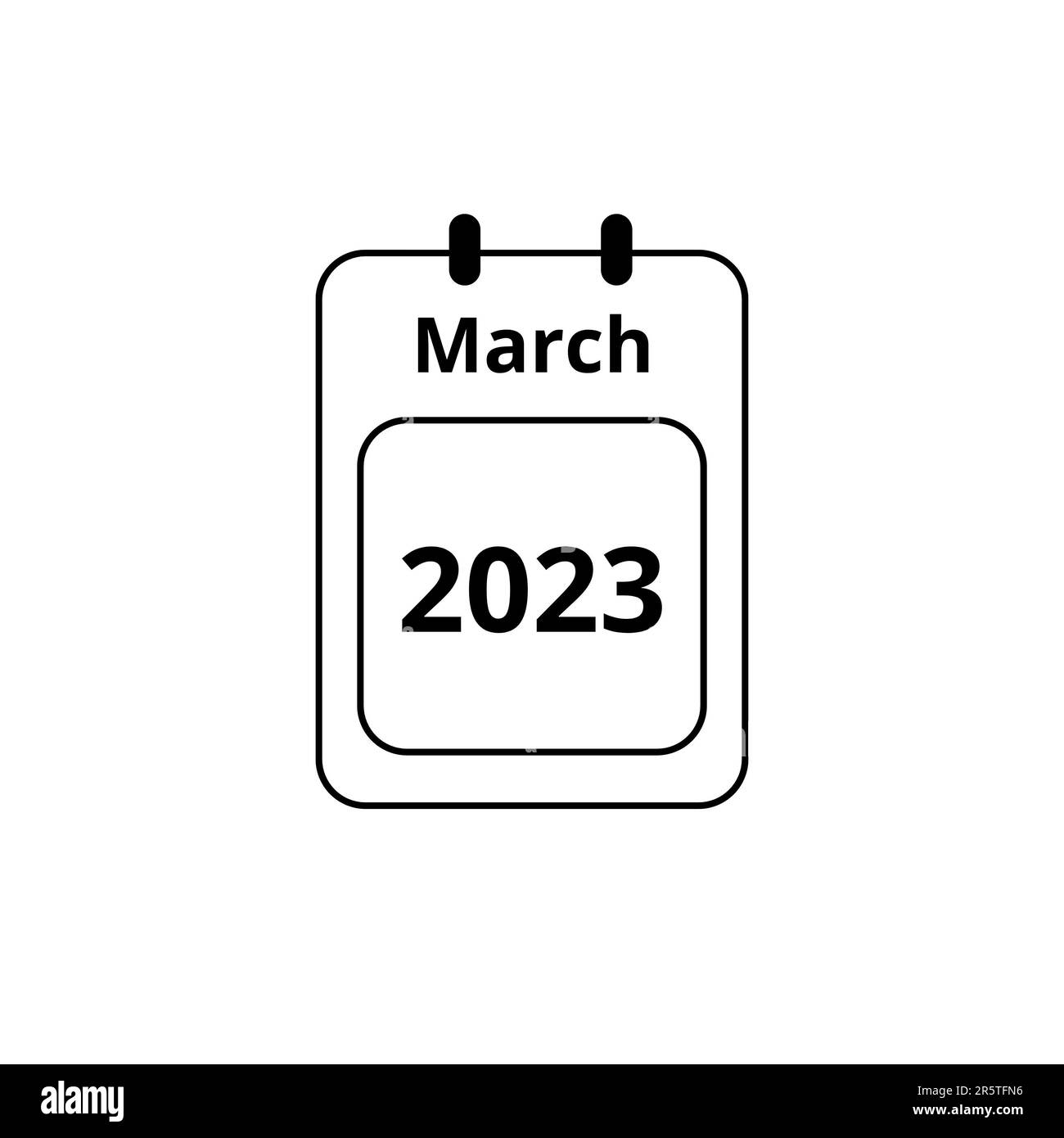 An illustration of a Marchthemed calendar of 2023 on a white