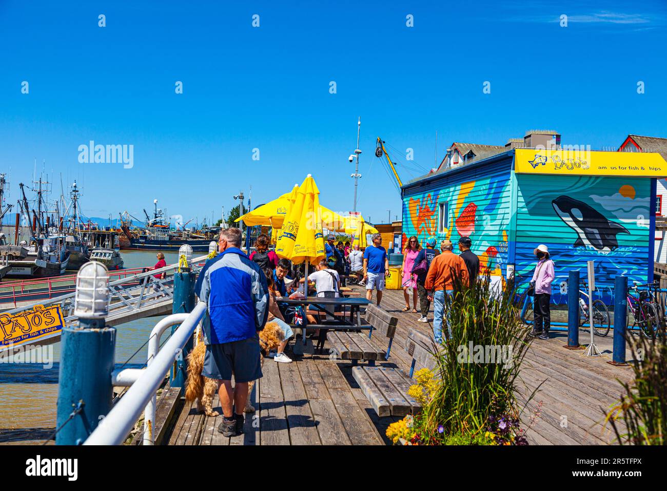 Busy day for Fish and Chips in Steveston British Columbia Canada Stock Photo
