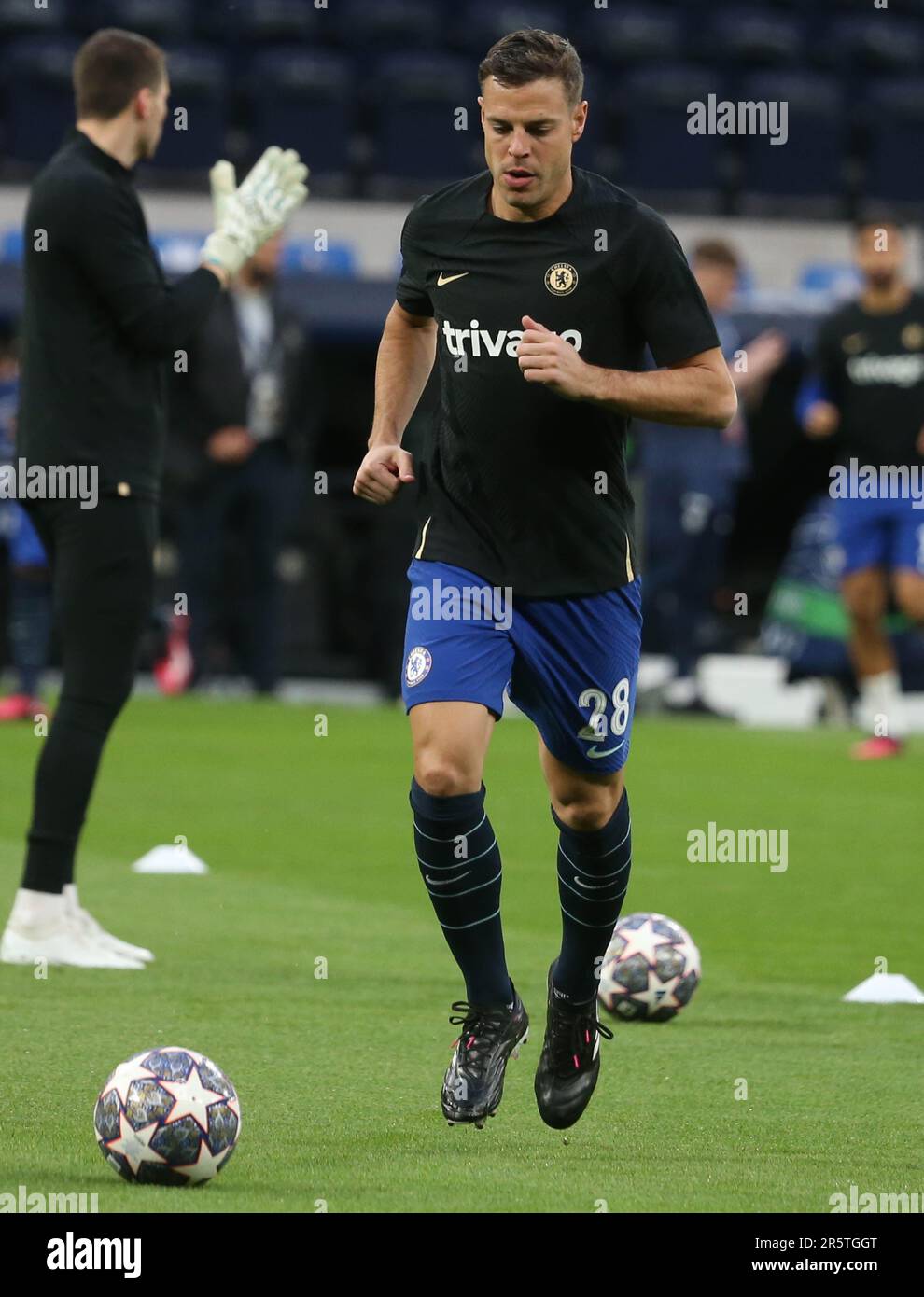 Csar Azpilicueta of FC Chelsea during the UEFA Champions League, Quarter-finals, 1st leg football match between Real Madrid and Chelsea on April 12, 2023 at Santiago Bernabeu stadium in Madrid, Spain - Photo Laurent Lairys / DPPI Stock Photo