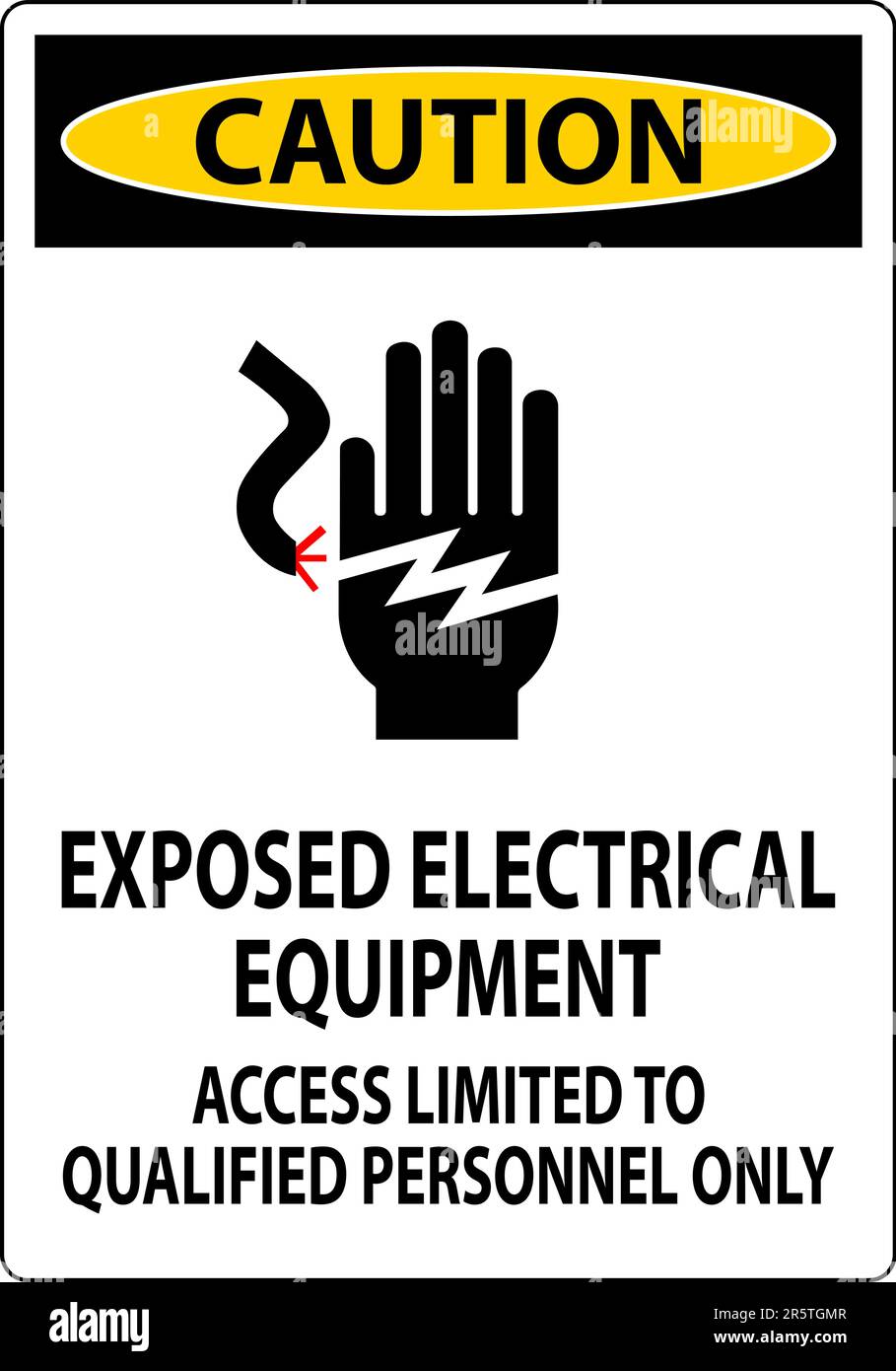 Caution Sign Exposed Electrical Equipment, Access Limited To Qualified Personnel Only Stock Vector