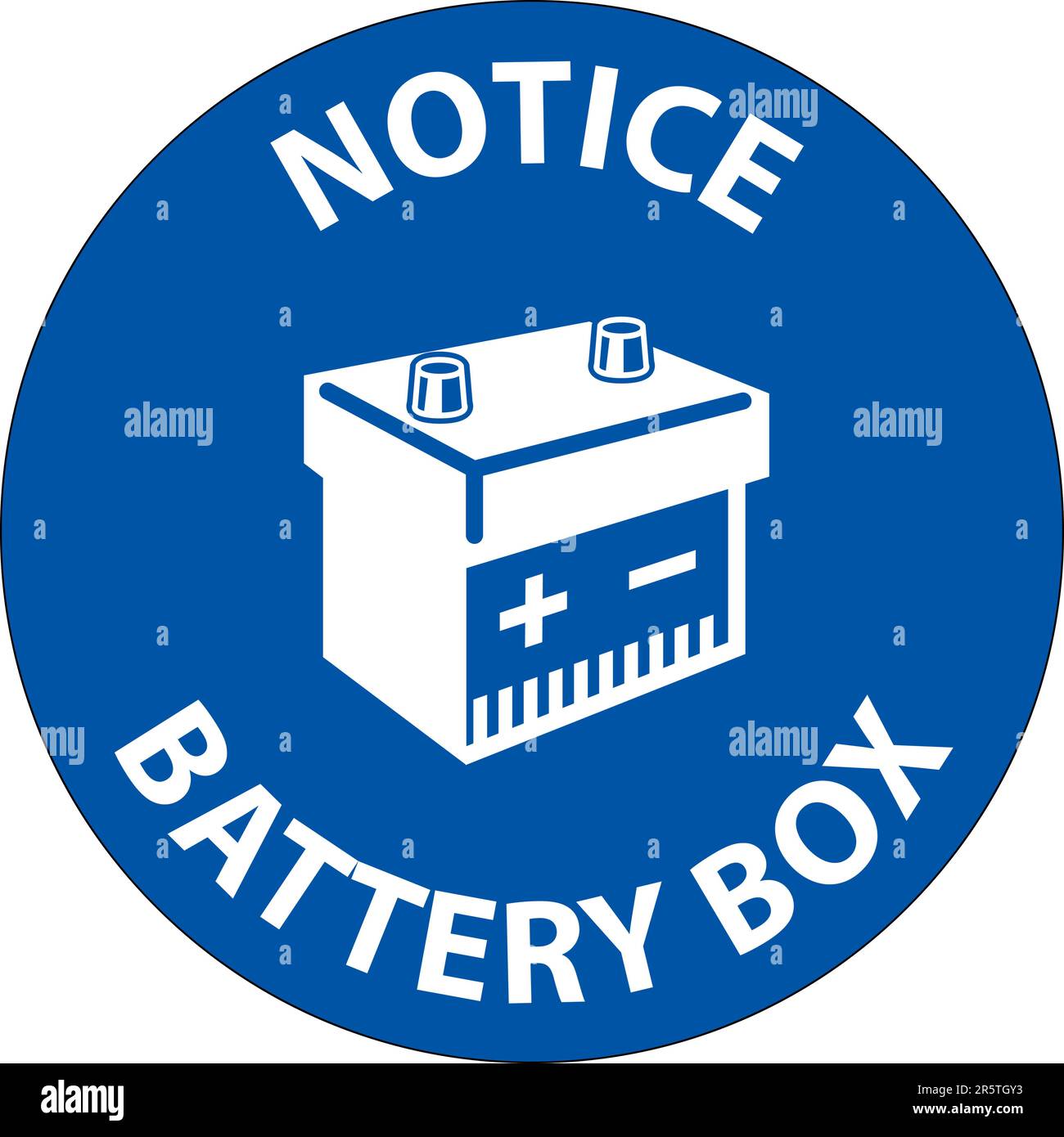 Notice Battery Box with Icon Sign On White Background Stock Vector