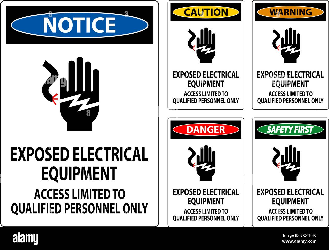Danger Sign Exposed Electrical Equipment, Access Limited To Qualified Personnel Only Stock Vector