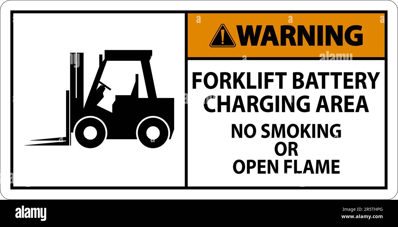 Warning Sign Forklift Battery Charging Area, No Smoking Or Open Flame