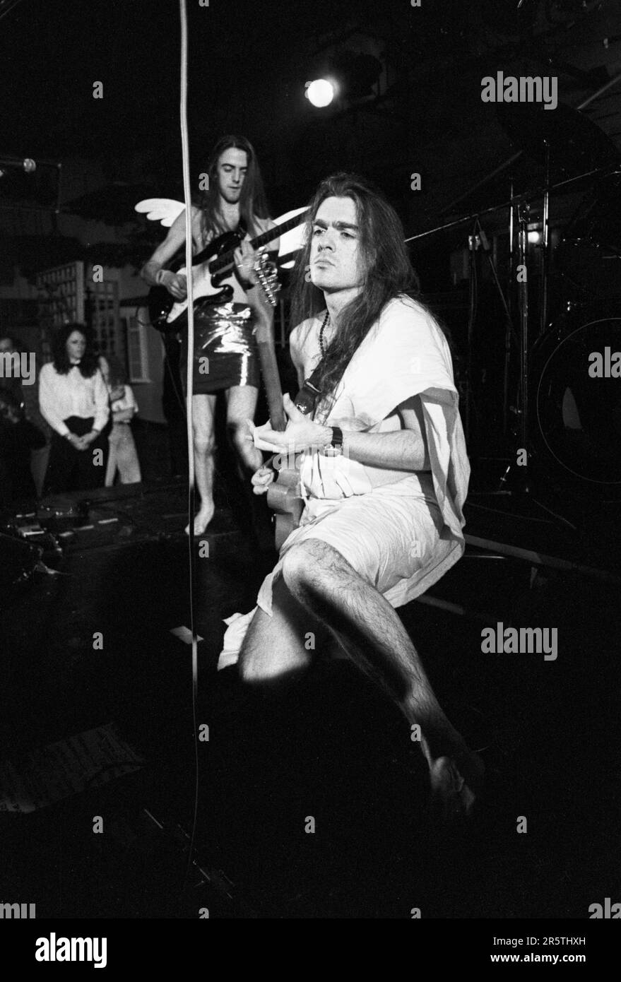 Paul Woodfull (Paul Wonderful) from U2 tribute band The Joshua Trio playing live at Cardiff University on 1 March 1992. Photograph: Rob Watkins Stock Photo