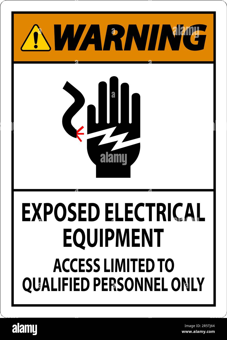 Warning Sign Exposed Electrical Equipment, Access Limited To Qualified Personnel Only Stock Vector