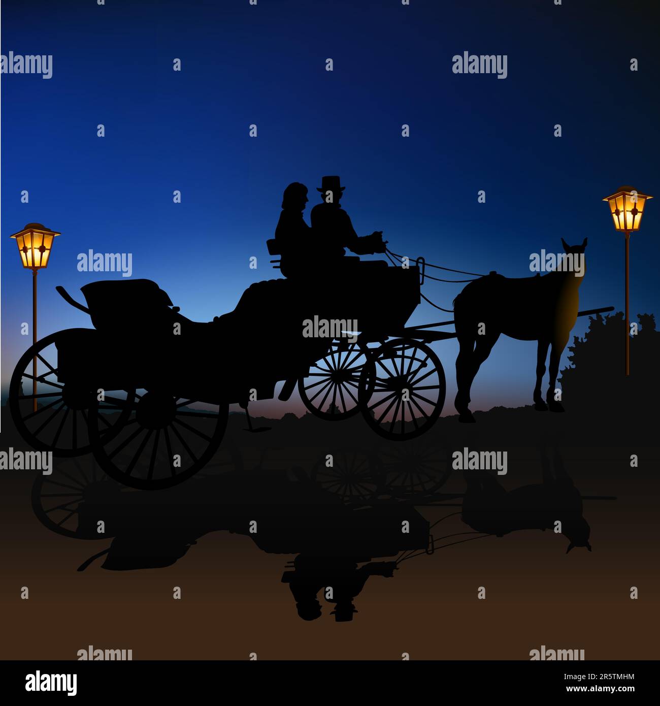 Carriage Silhouette B High detailed and coloured vector illustration