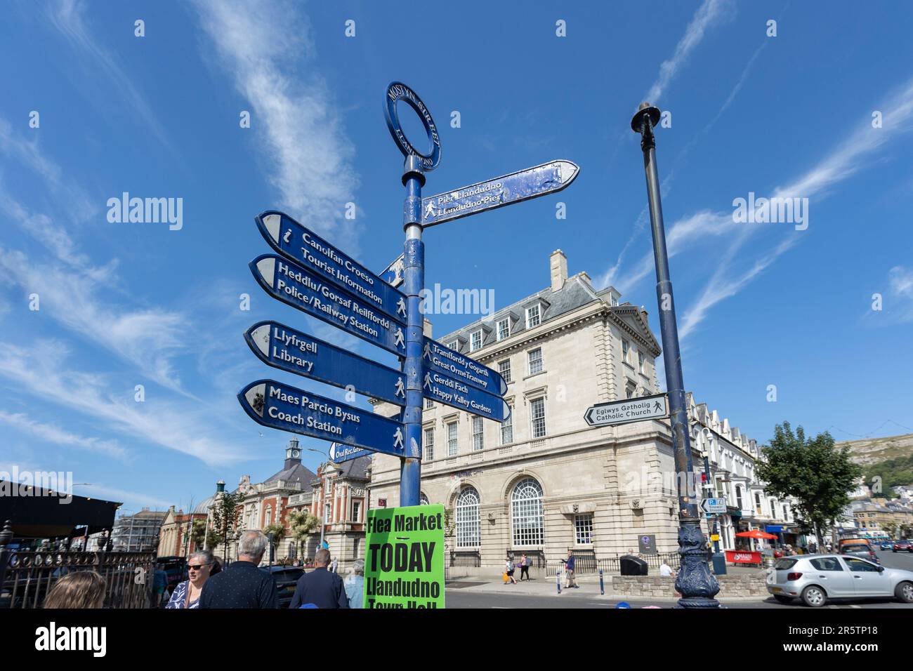 Llandudno north Wales united kingdom 02 June 2023 Welsh and English multilingual sign, Llandudno, Wales Stock Photo