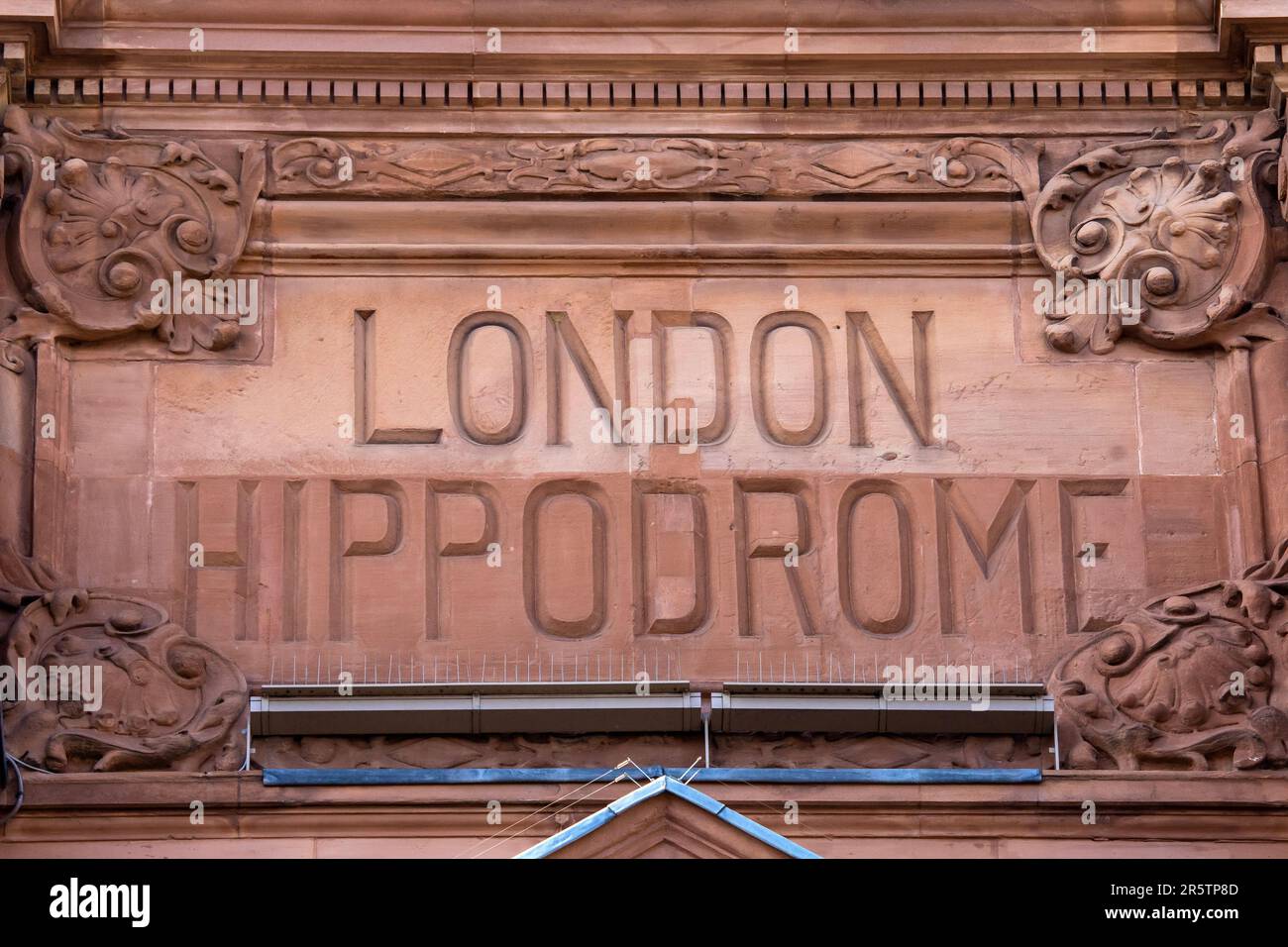 London, UK - April 20th 2023: The sign on the exterior of the London Hippodrome, located very near to Leicester Square in London, UK. Stock Photo